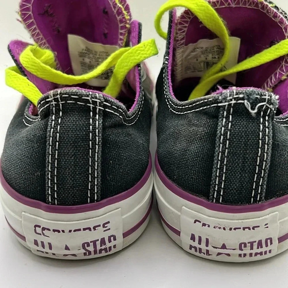 Converse women’s low top sneakers shoes black purple double tongue 6 140062F Y2K - Picture 3 of 10